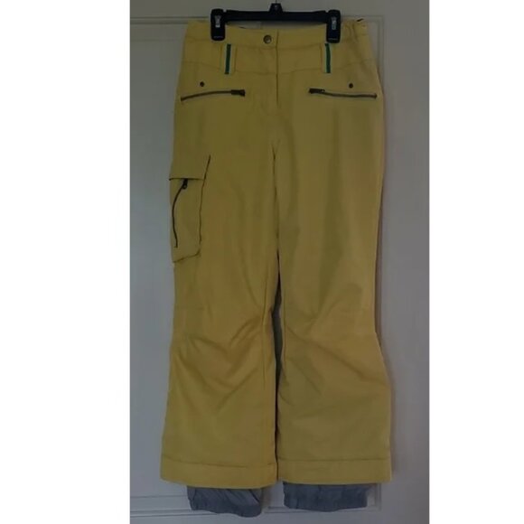Girls Juniors OBERMEYER Yellow Cargo Snow SKI Pants Size 14 Extended Wear System